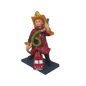 Vanmark Red Hats Of Courage Sixth Birthday Firefighter Figurine Handcrafted